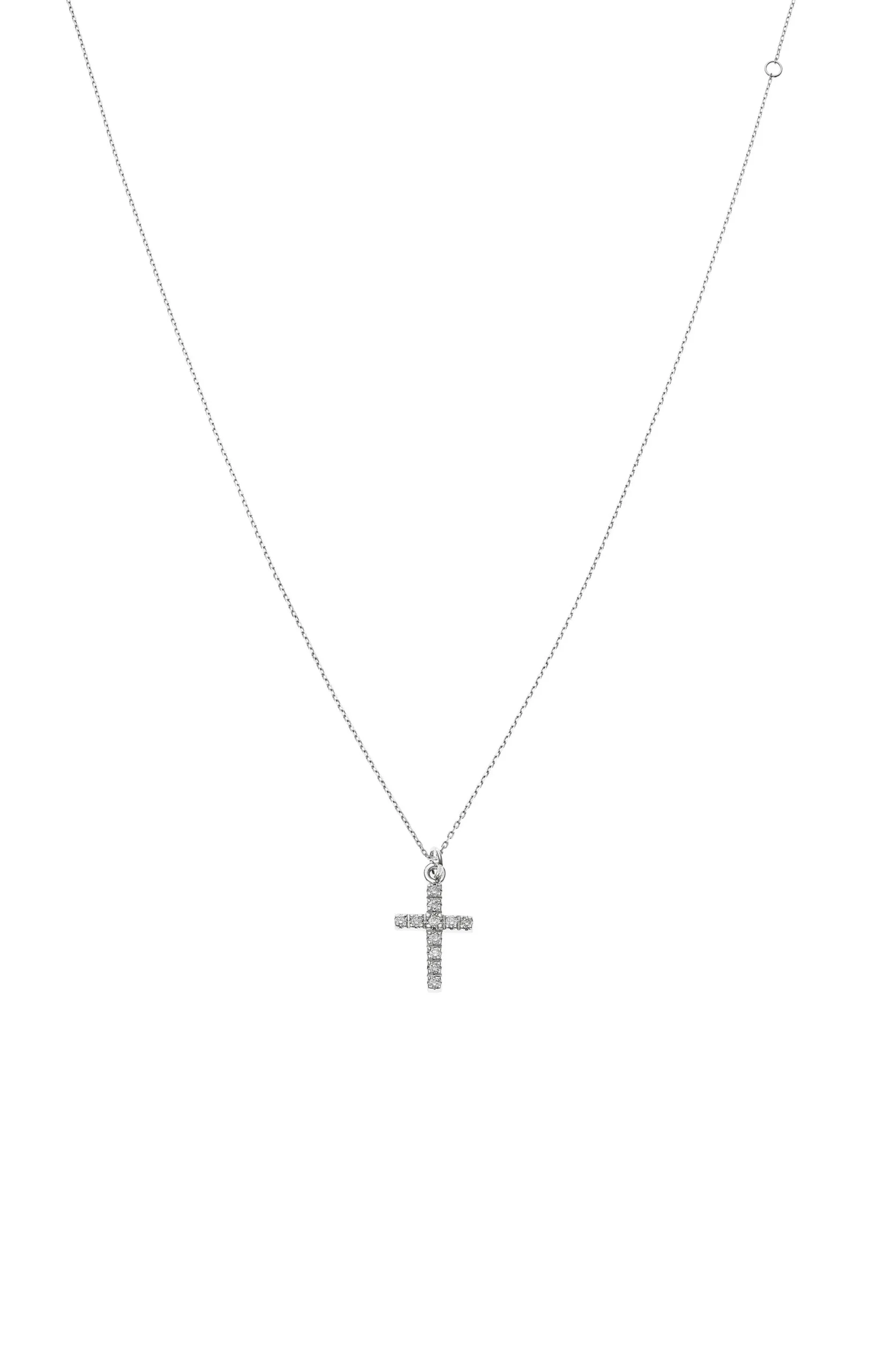 Custom Necklaces Petit Cross, diamonds, white gold for a luxurious style