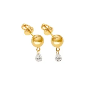 Orb earrings, diamonds, yellow gold