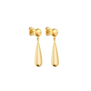 Long Orb Earrings, yellow gold