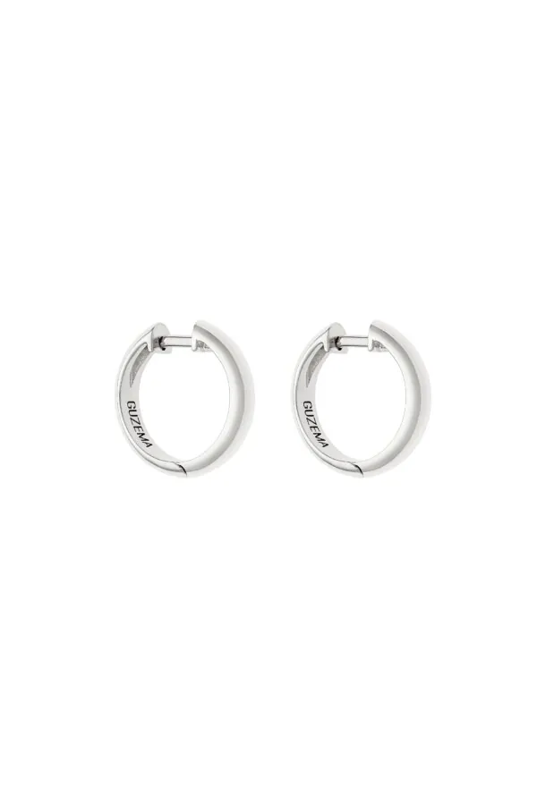 Earrings Bold Hug Hoops, white gold with timeless design by Guzema