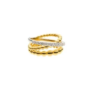 Diagonal Diamond Ring, combined gold