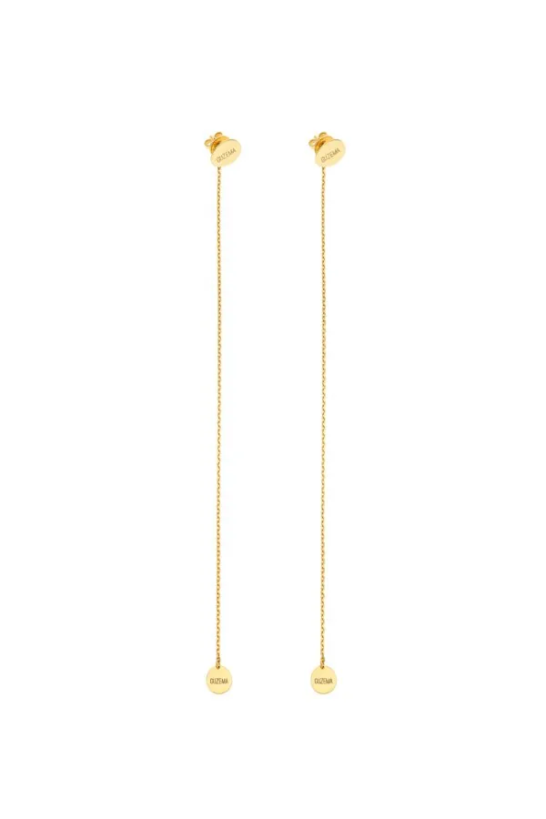 Earrings Duo Flat Transformer Earrings, yellow gold with timeless design by Guzema