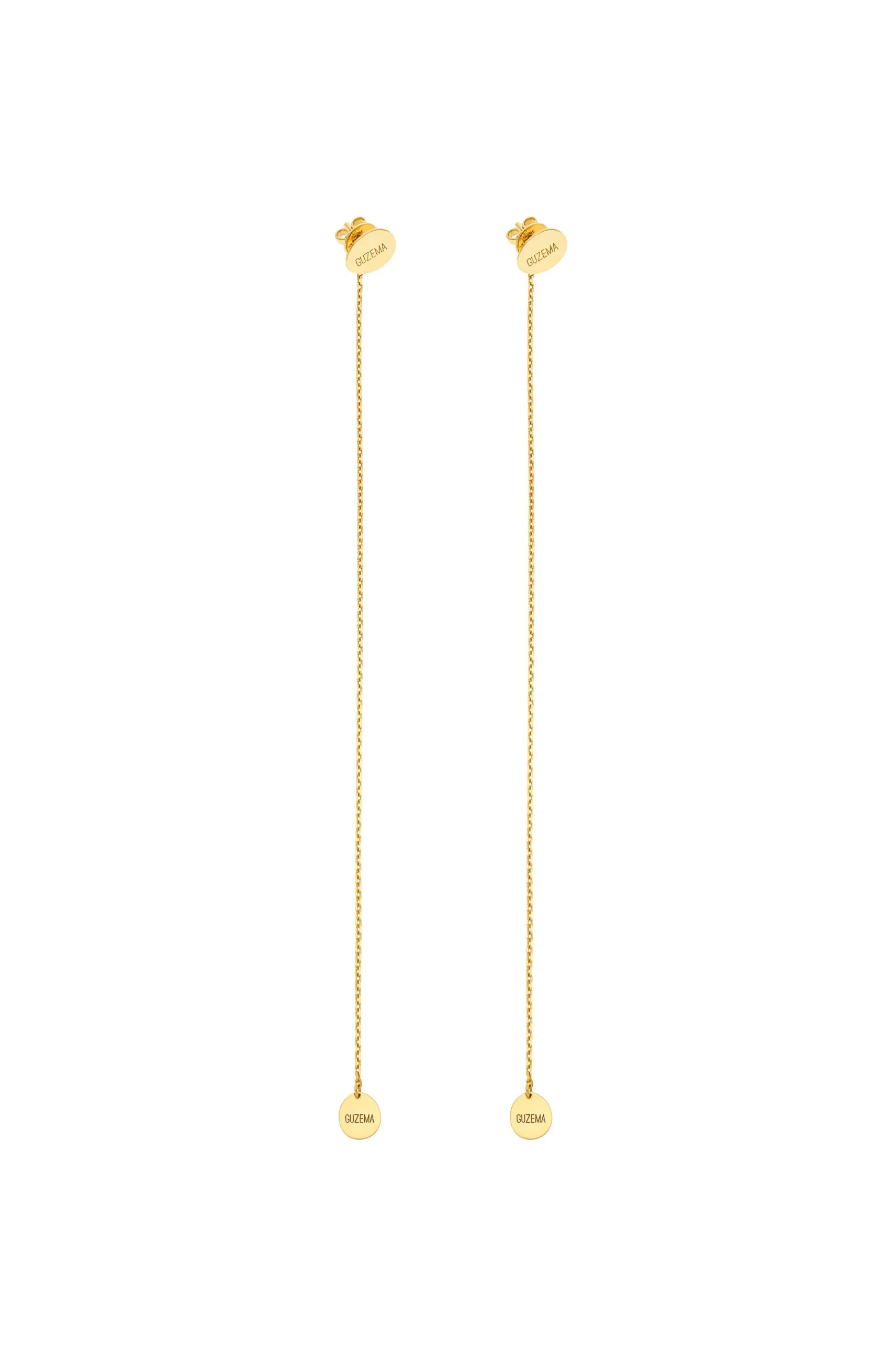 Earrings Duo Flat Transformer Earrings, yellow gold with timeless design by Guzema