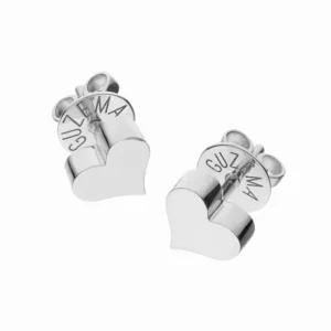 Puffed Heart Earrings, white gold