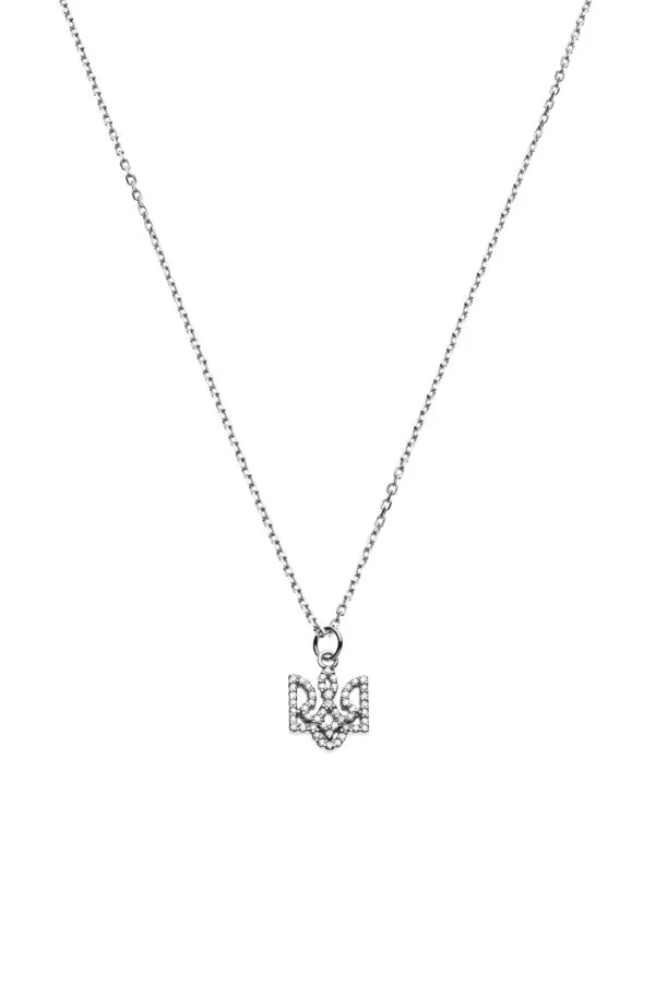 Necklaces Trident Necklace with diamonds, white gold with fast delivery from Guzema