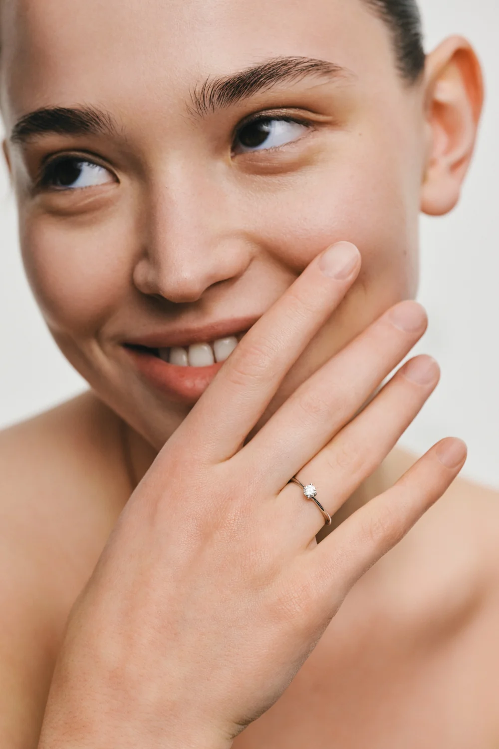 Rings Solo Diamond Beaded Ring, white gold with modern design available now