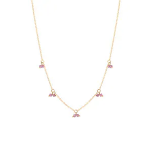 Duo Gems Necklace, yellow gold