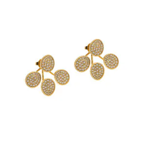 Tetra Flat Earrings, diamonds, yellow gold