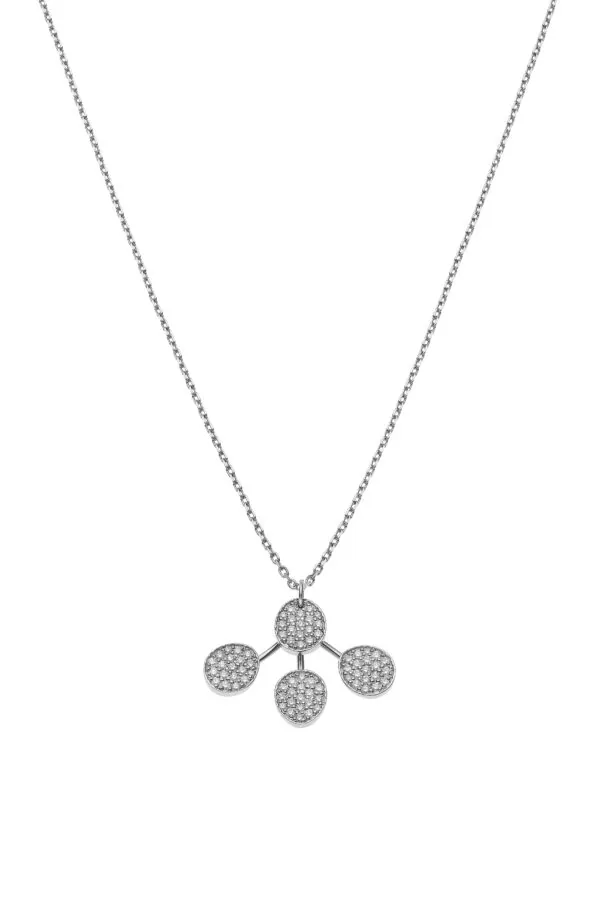 Necklaces Petal Flat Necklace, diamonds, white gold (14K) with fast delivery from Guzema