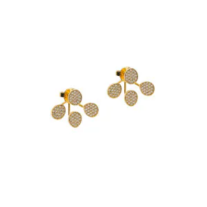 Tetra Flat Earrings, diamonds, yellow gold