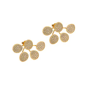 Bold Quintet Flat Earrings, diamonds, yellow gold