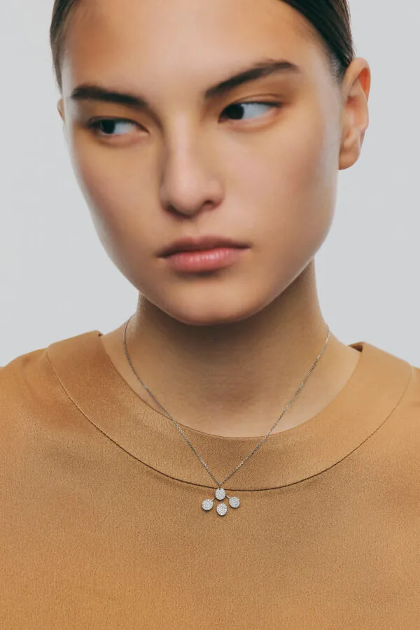 Necklaces Petal Flat Necklace, diamonds, white gold (14K) with fast delivery from Guzema