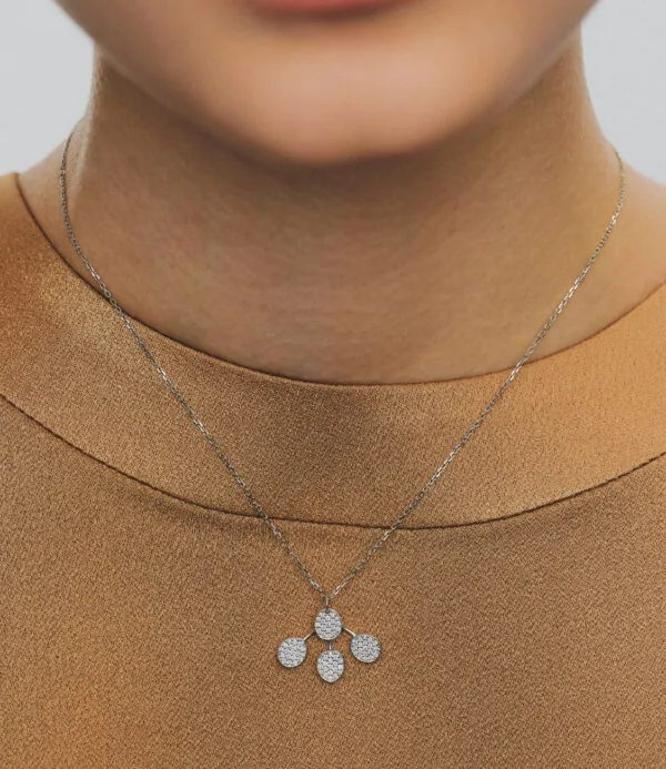 Custom Necklaces Petal Flat Necklace, diamonds, white gold (14K) for a luxurious style