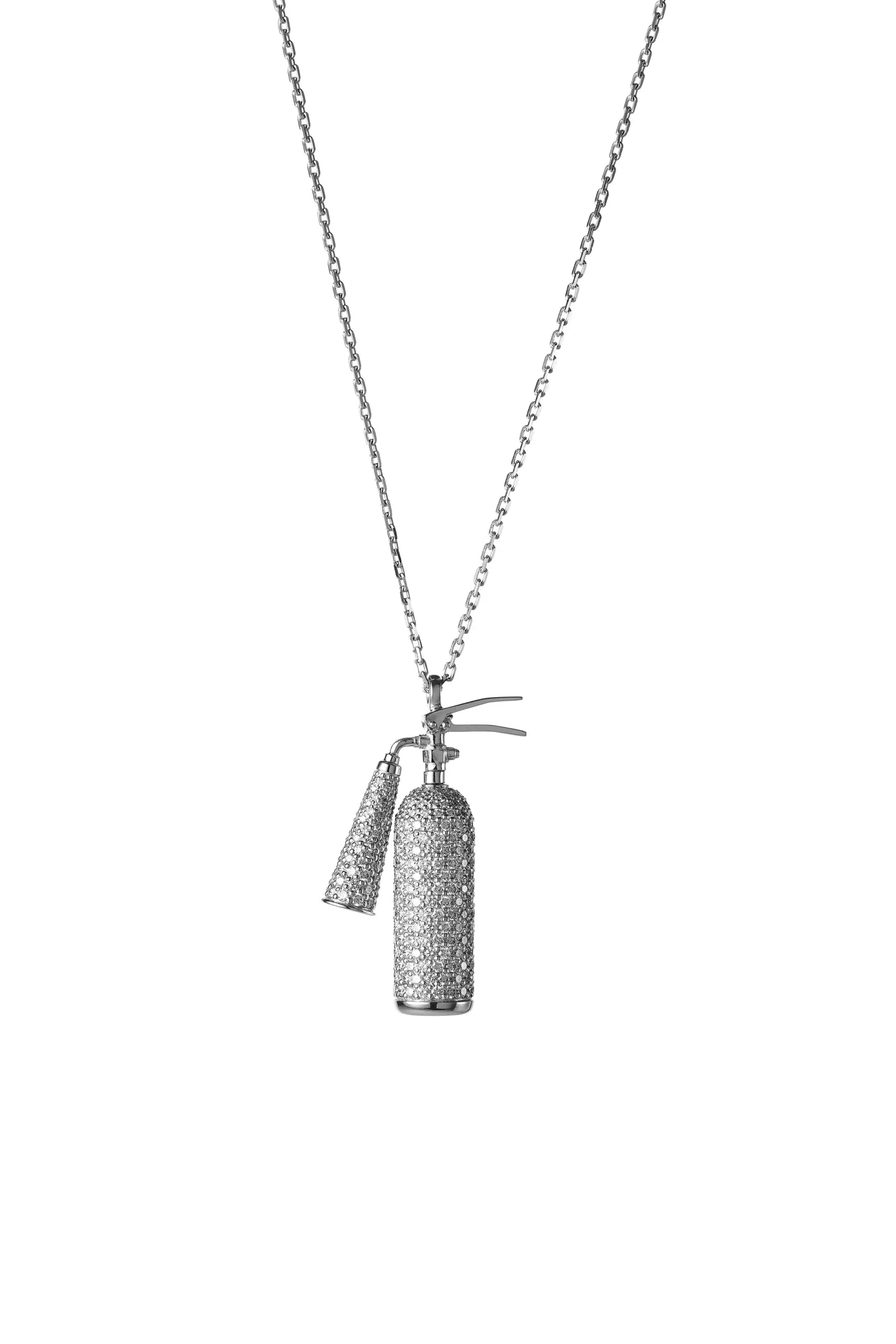 Necklaces Mini Extinguisher Pendant, with diamonds, white gold with fast delivery from Guzema
