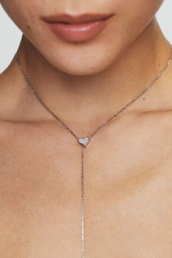 Custom Necklaces Heart Transformer Necklace, diamonds, white gold for a luxurious style