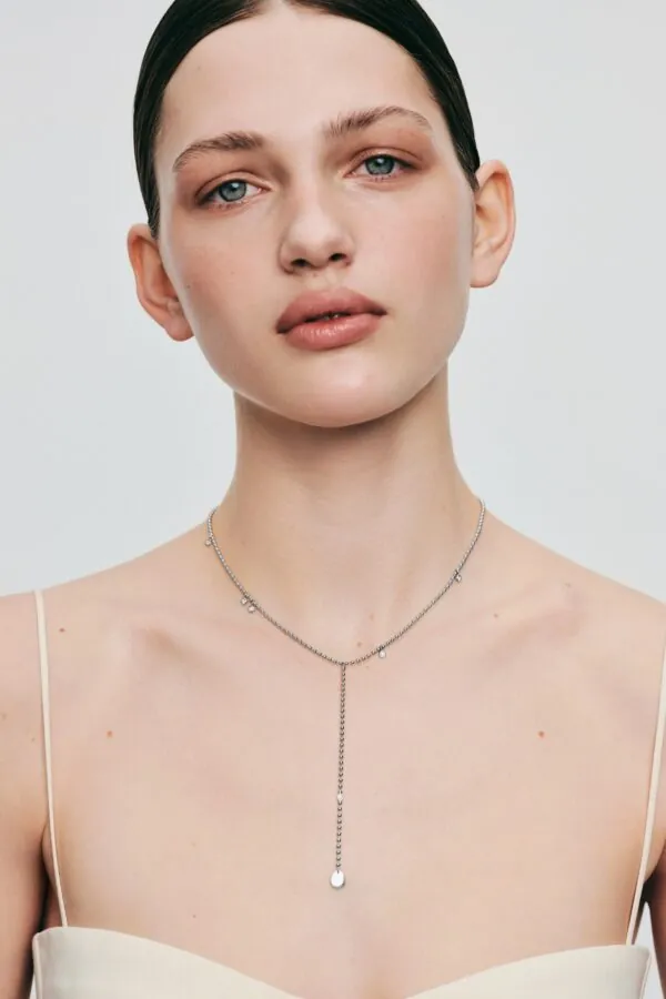 Custom Necklaces Solo Flat Eternal Necklace, diamonds, white gold for a luxurious style