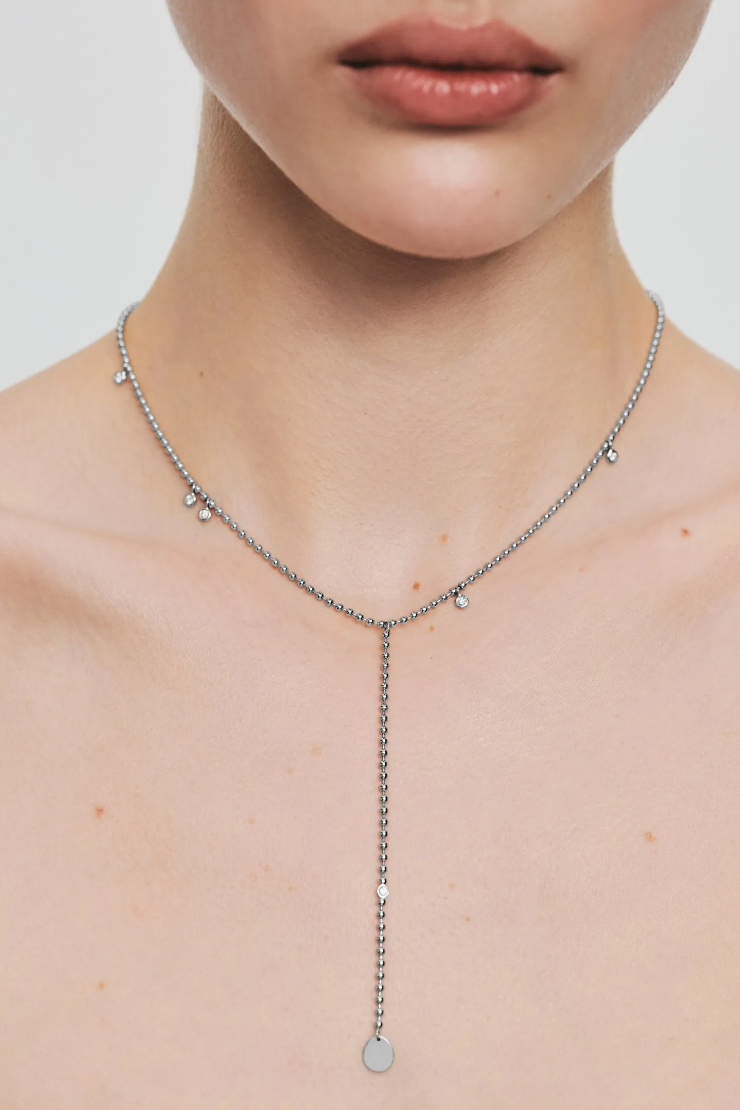 Exclusive Necklaces Solo Flat Eternal Necklace, diamonds, white gold from Guzema