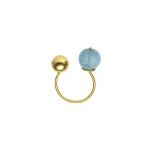 Duo Celestial Blue Ring, yellow gold