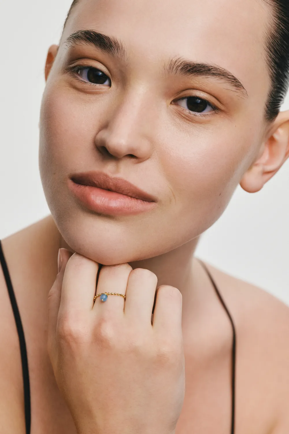 Rings Celestial Blue Pendant Ring, yellow gold with modern design available now