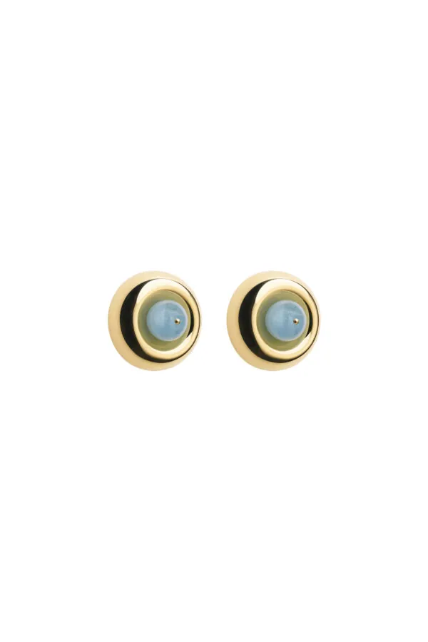 Earrings Celestial Blue Stud Earrings, yellow gold for stylish and elegant looks
