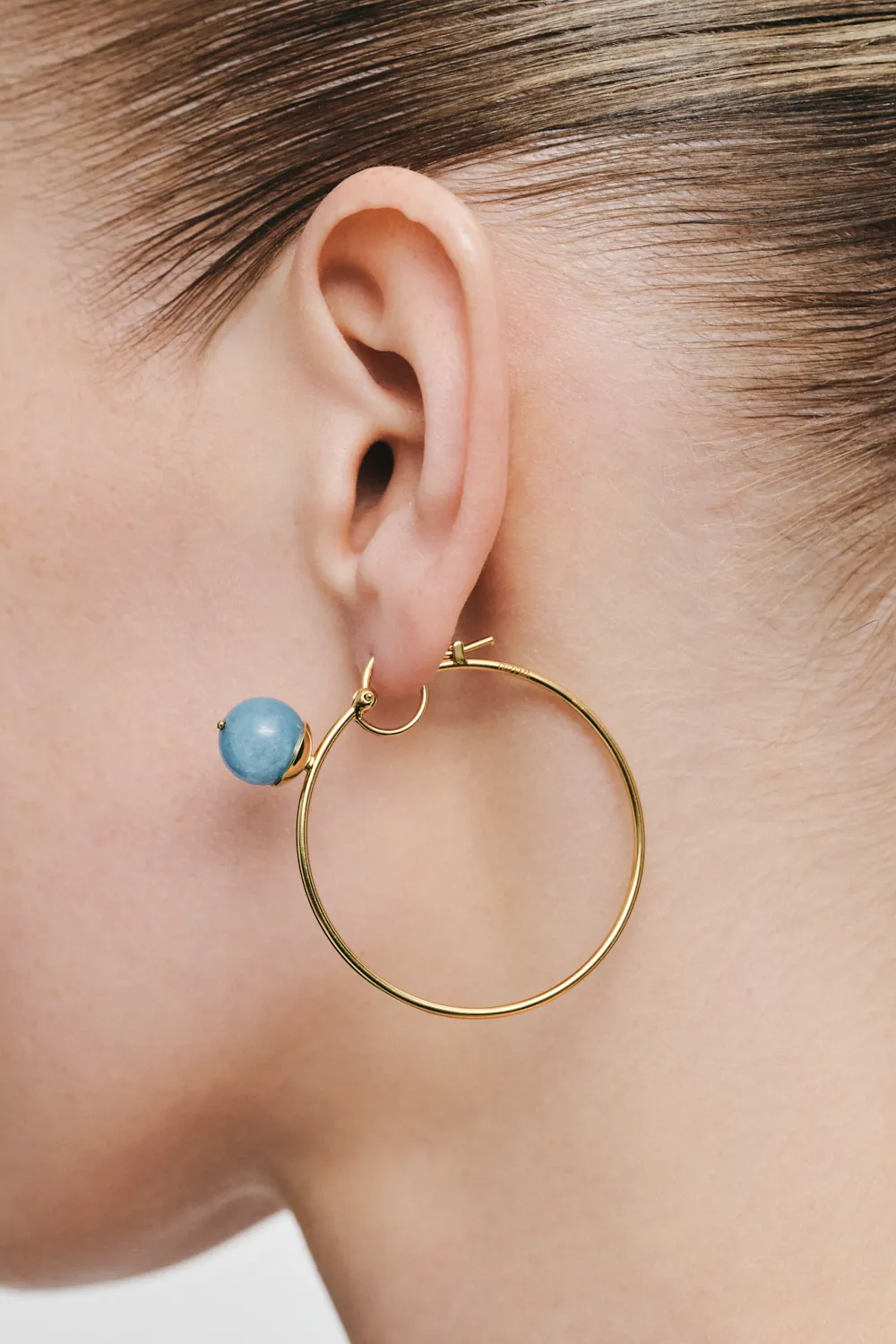 Earrings Celestial Blue Hoop Earrings, yellow gold with timeless design by Guzema