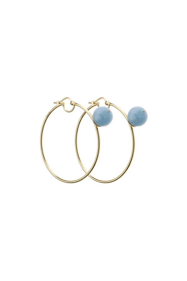 Earrings Celestial Blue Hoop Earrings, yellow gold for stylish and elegant looks