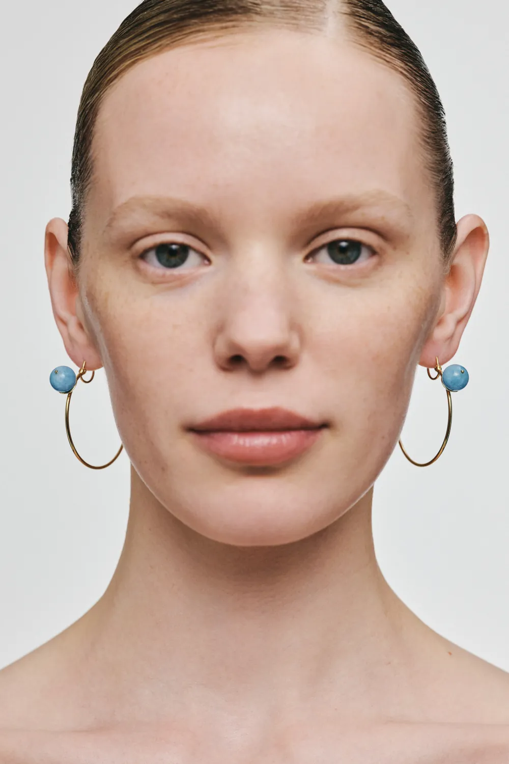 Earrings Celestial Blue Hoop Earrings, yellow gold for stylish and elegant looks