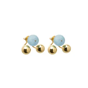 Trio Celestial Blue Earrings, yellow gold