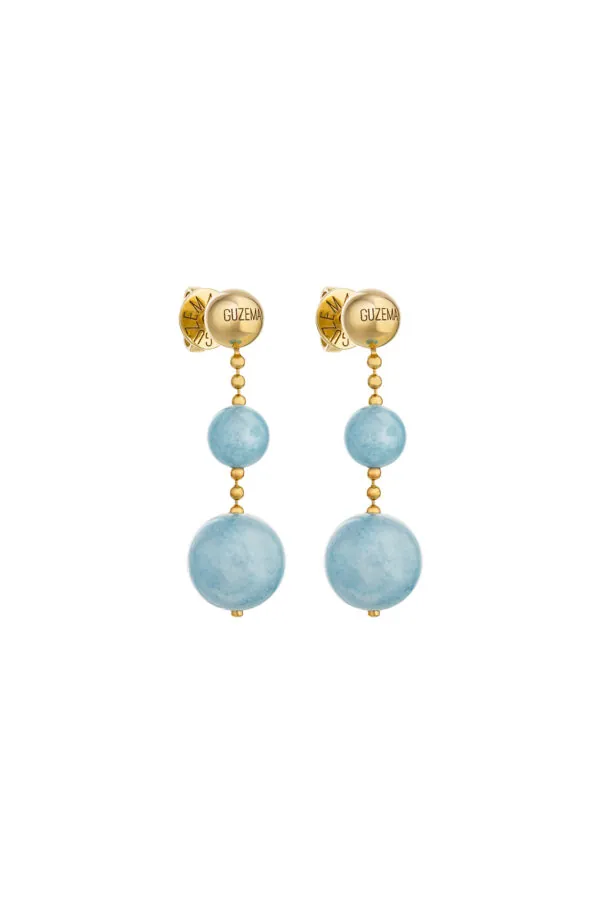 Earrings Celestial Blue Drop Earrings, yellow gold with timeless design by Guzema