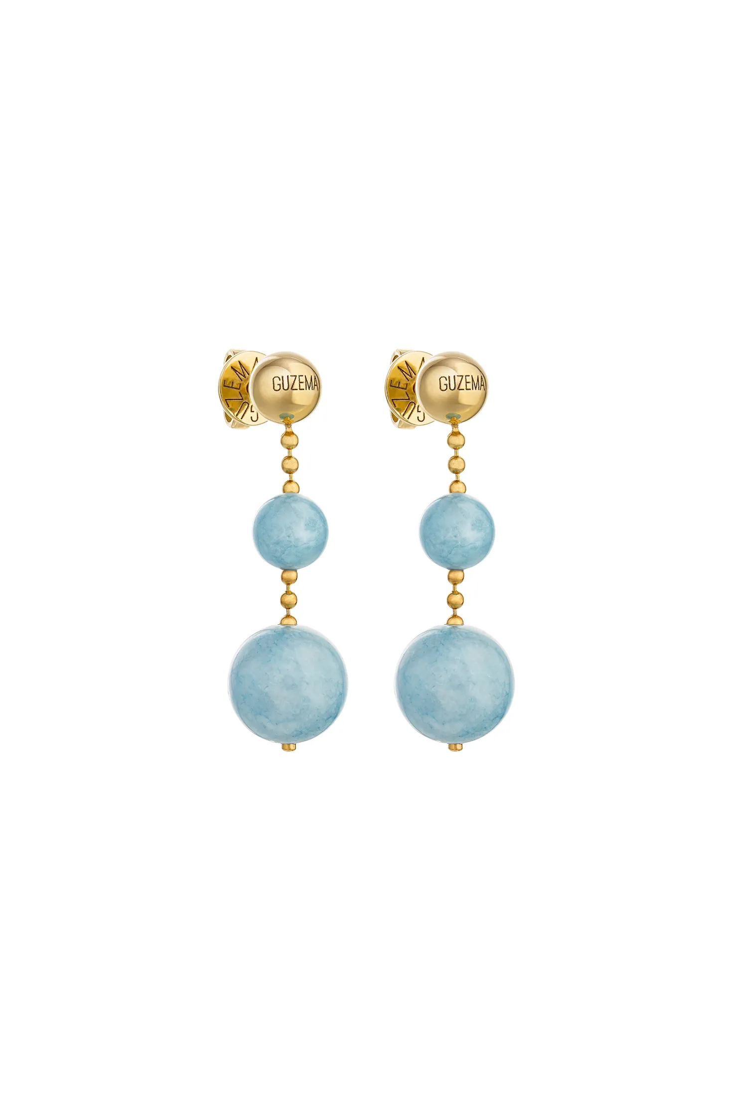 Earrings Celestial Blue Drop Earrings, yellow gold with timeless design by Guzema