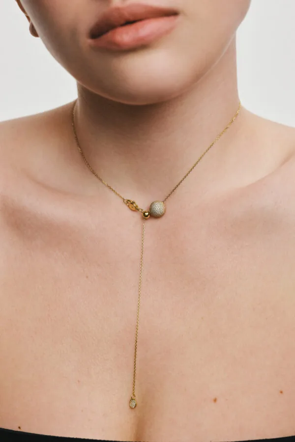 Necklaces Semi-Orb Necklace, diamonds, yellow gold with fast delivery from Guzema