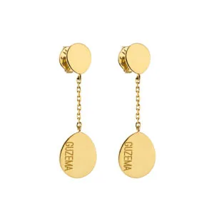 Flat Drop Earrings, yellow gold