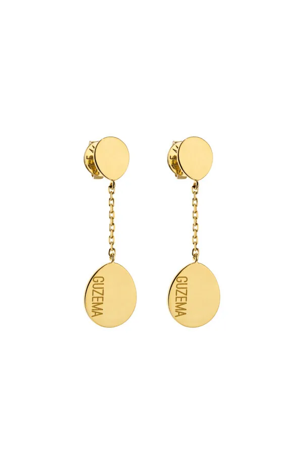 Earrings Flat Drop Earrings, yellow gold for stylish and elegant looks