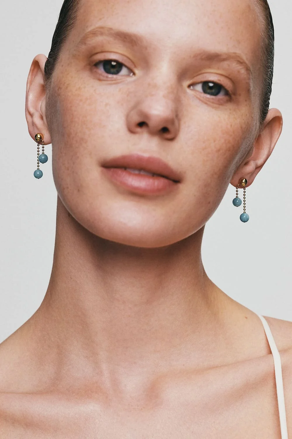 Earrings Celestial Blue Duo Drop Earrings, yellow gold for a unique and sophisticated look