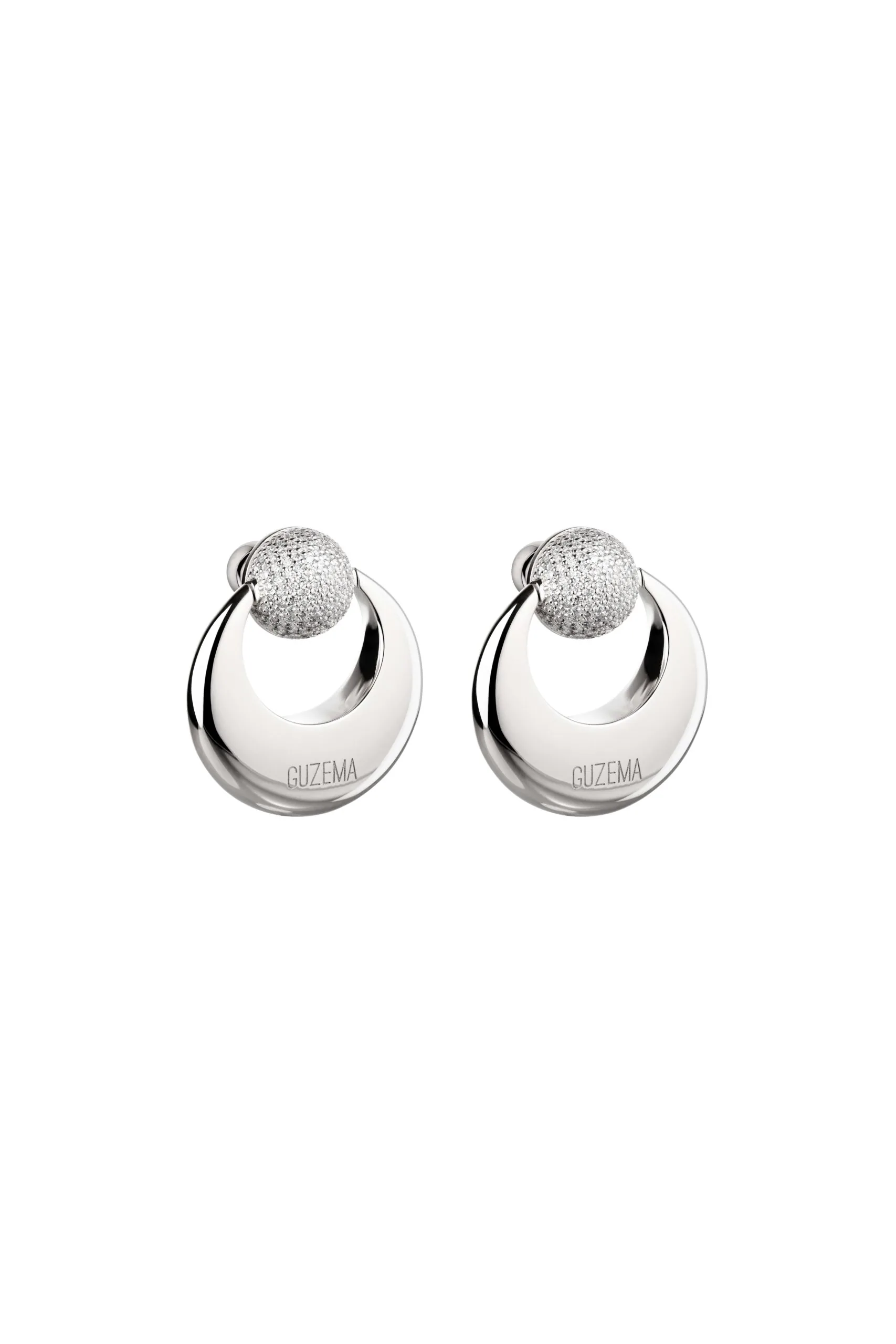 Earrings Moon and Sun Stud Earrings, diamonds, white gold with timeless design by Guzema