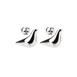 Bird Girl Stud Earrings, white gold