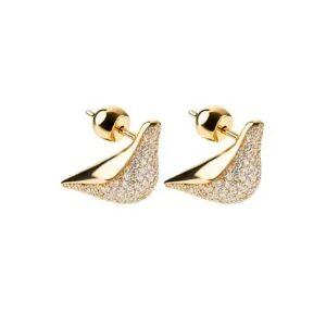 Bird Girl Stud Earrings, diamonds, yellow gold