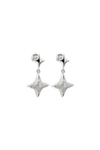 Earrings Star Drop Earrings, diamonds, white gold for stylish and elegant looks