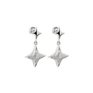 Star Drop Earrings, diamonds, white gold