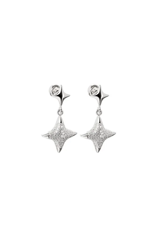 Earrings Star Drop Earrings, diamonds, white gold for stylish and elegant looks