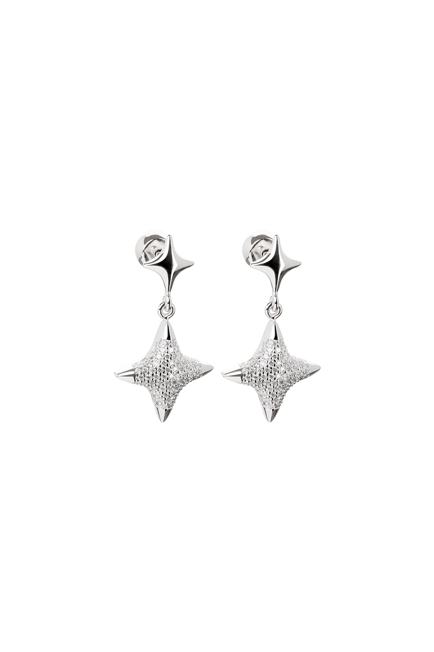 Earrings Star Drop Earrings, diamonds, white gold for stylish and elegant looks