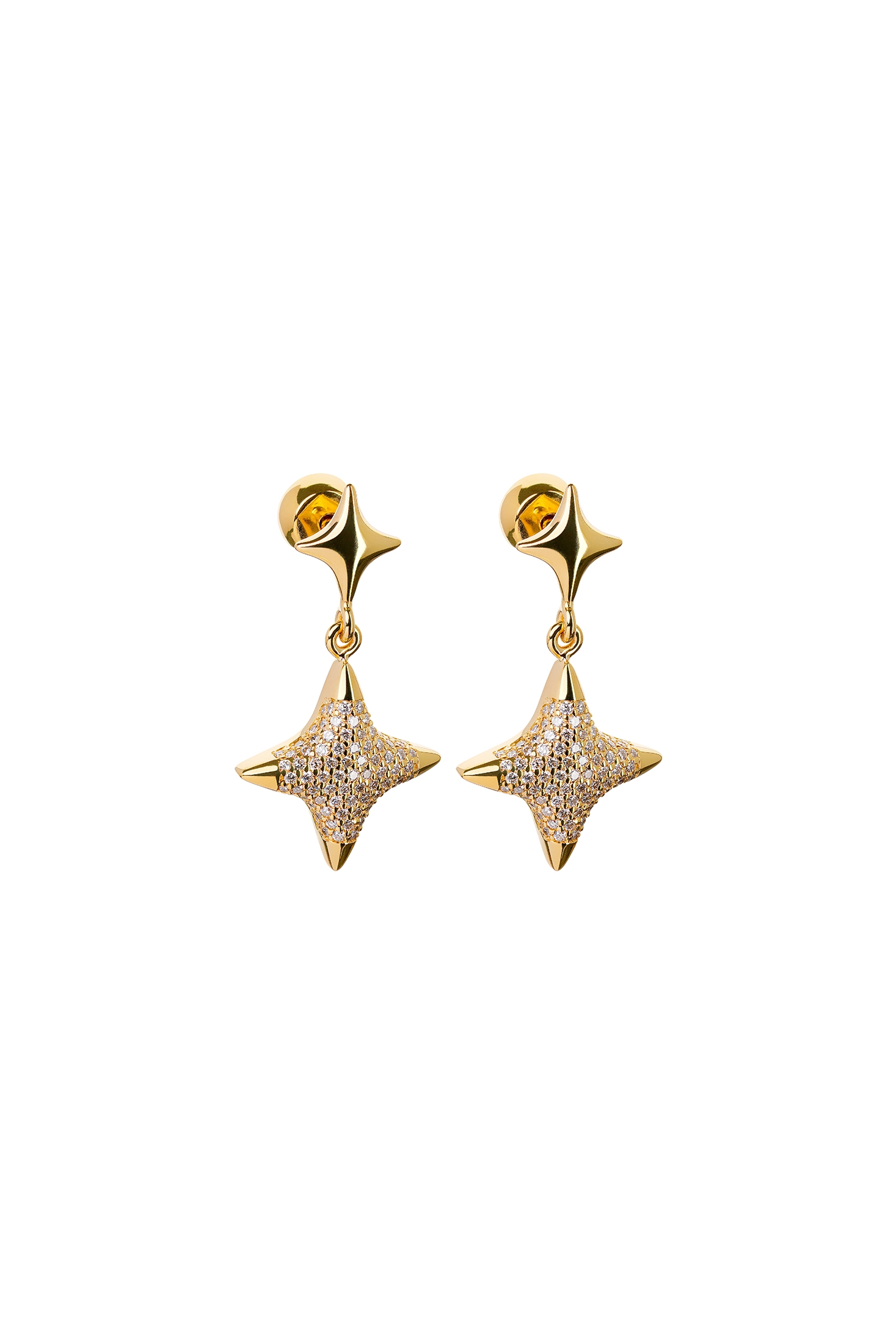 Earrings Star Drop Earrings, diamonds, yellow gold with timeless design by Guzema