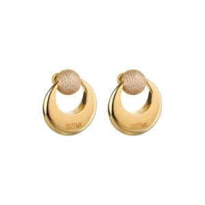 Moon and Sun Stud Earrings, diamonds, yellow gold