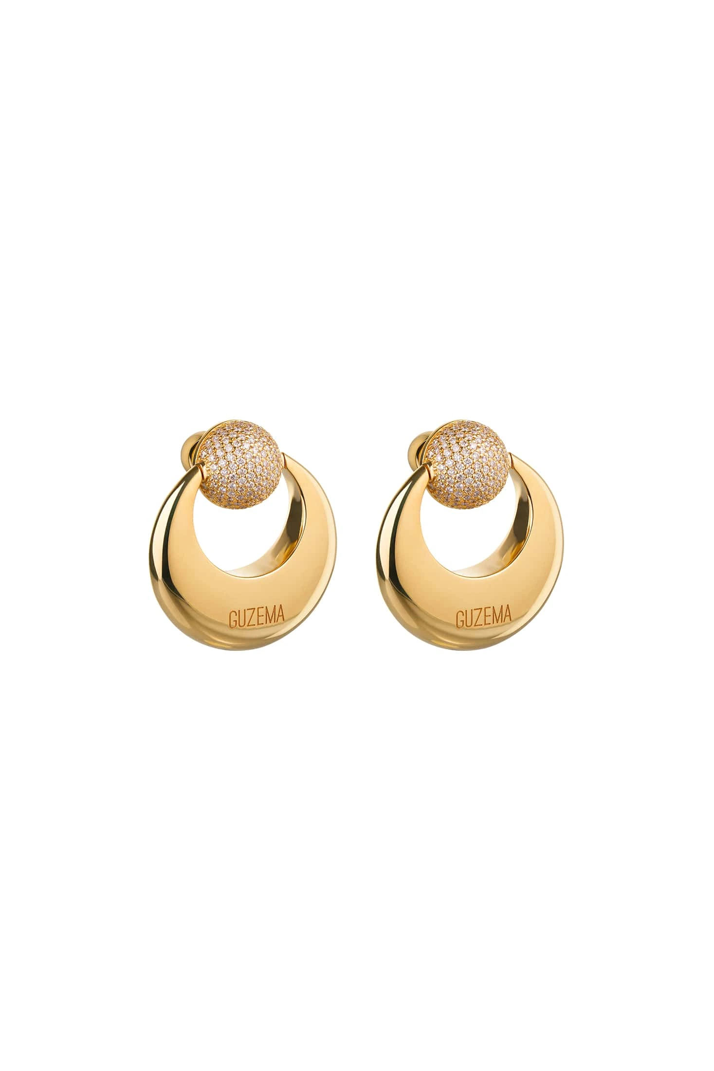 Earrings Moon and Sun Stud Earrings, diamonds, yellow gold for a unique and sophisticated look