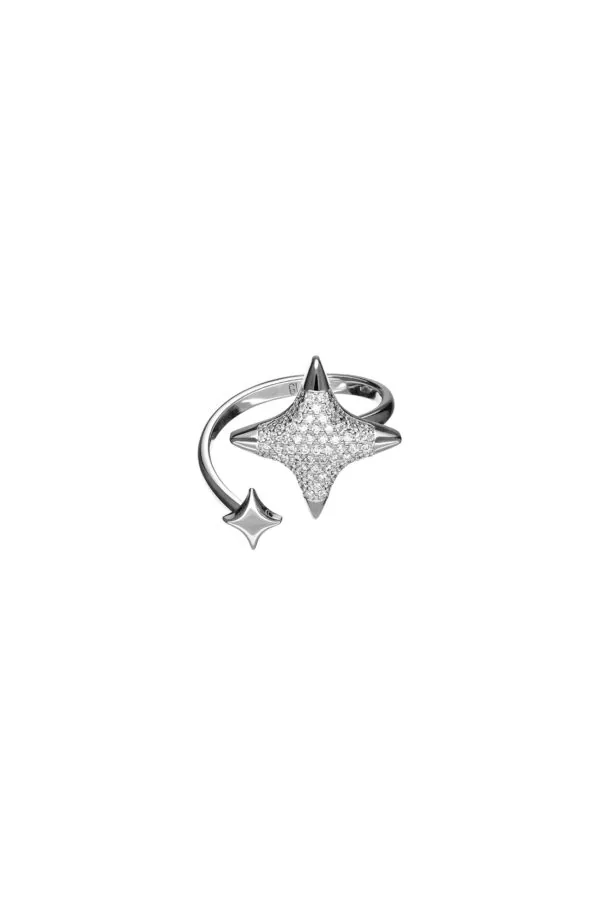 Rings Star Ring, diamonds, white gold with modern design available now