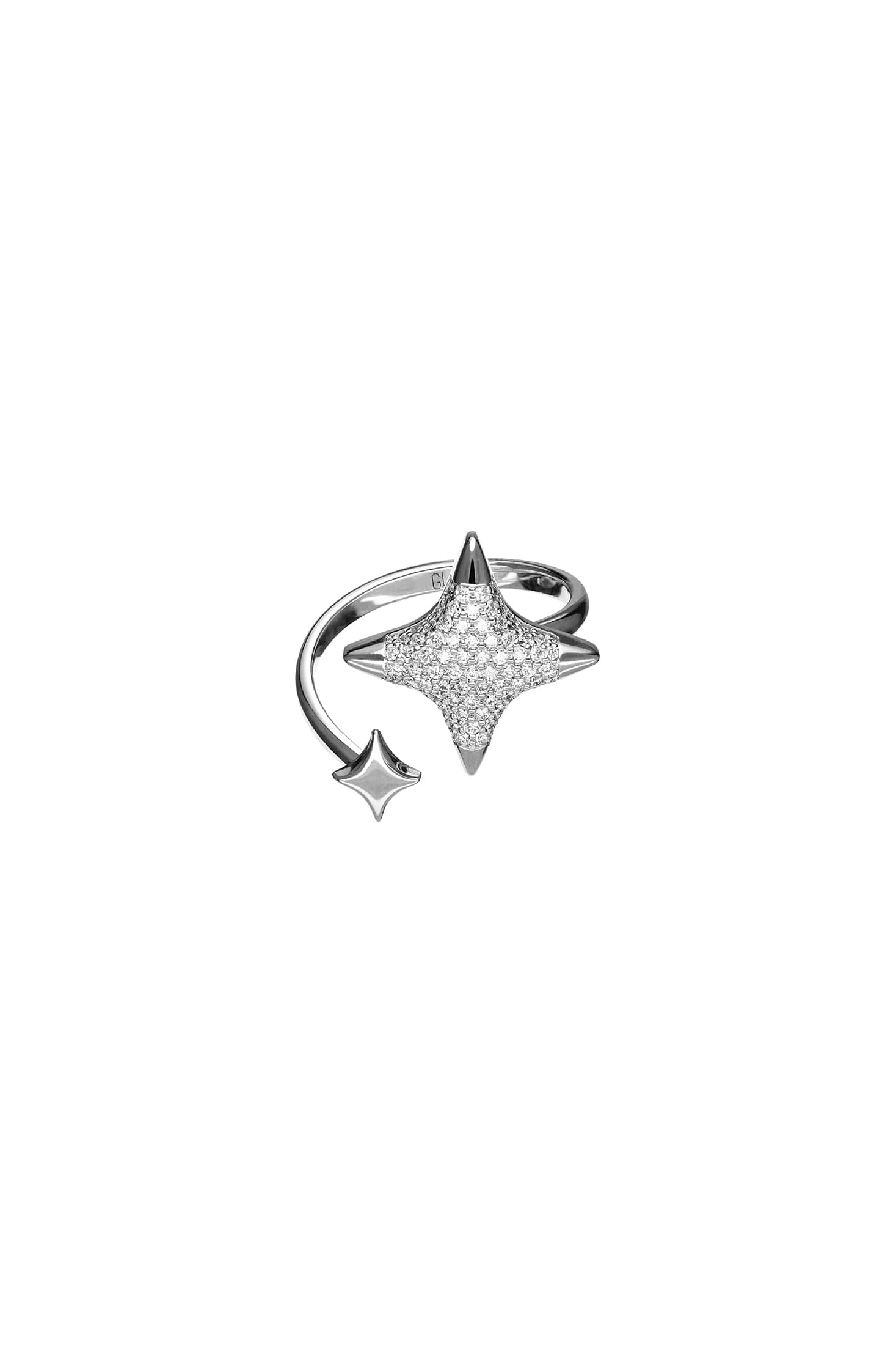 Rings Star Ring, diamonds, white gold with modern design available now
