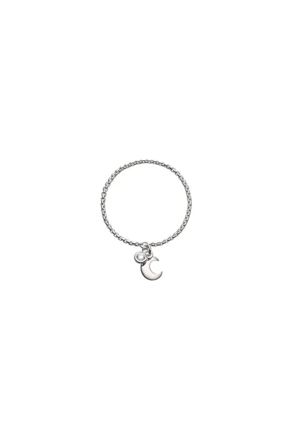 Rings Moon Charm Ring, diamonds, white gold with luxury craftsmanship from Guzema