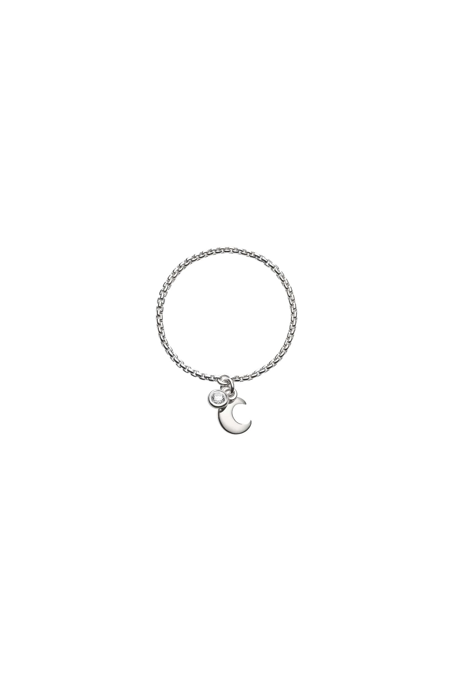 Rings Moon Charm Ring, diamonds, white gold with luxury craftsmanship from Guzema
