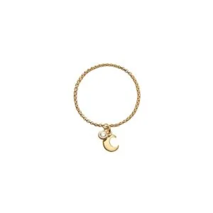 Moon Charm Ring, diamonds, yellow gold