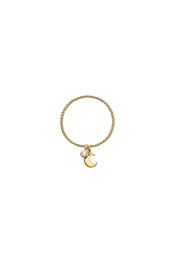 Rings Moon Charm Ring, diamonds, yellow gold with luxury craftsmanship from Guzema